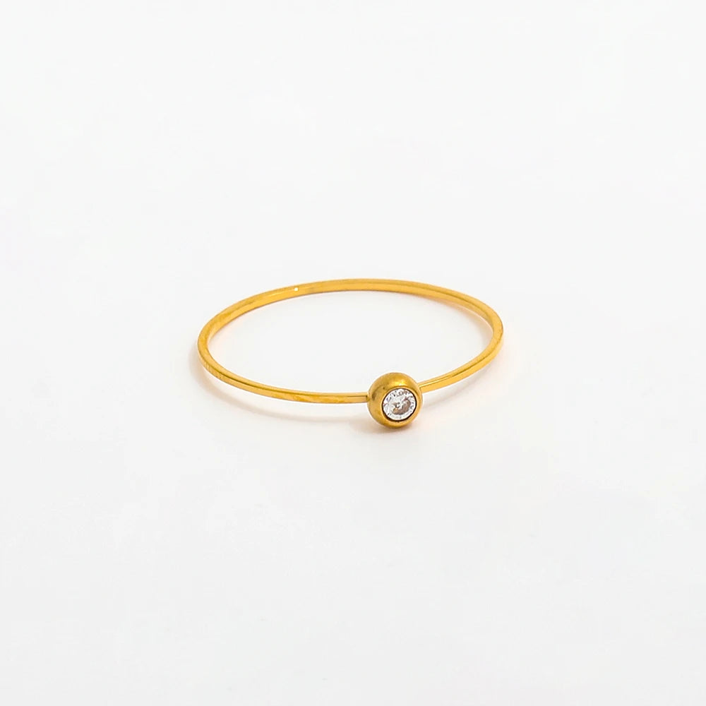 Fenny 18K Gold Plated Non Tarnish Simple Dainty Zirconia Ring Designer for Women Stainless Steel Wholesale Jewelry