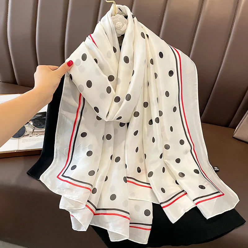 Wholesale Popular Ladies Soft Long Large Silk Scarf Luxury Brands Designer Shawls Summer Women Muslin Polyester Long Scarf Head