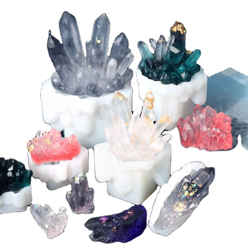 Rock Mould Silicone Crystal Resin Molds Growing Crystal Cluster Quartz for Druzy Isomalt Gems Polymer Clay 3D Custom Logo