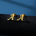 AA00310 New 26 English Letters Personalized Stainless Steel Letter Stud Earrings for Woman