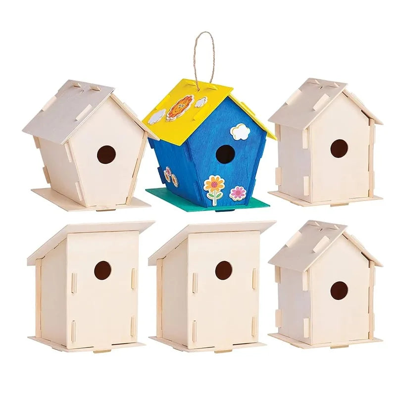 12 Wooden Birdhouses - Kids Bulk Arts and Crafts Set for Girls & Boys - 12 DIY Unfinished Wood Birdhouse Kits