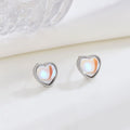 Fine 925 sterling silver natural moonstone stud earrings fashion simple heart shape moonstone stud earrings for women