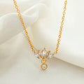 G2759 Wholesale Colliers Femme 18K Gold Plated Stainless Steel Marquise Cut Rhinestone Zircon Pendant Necklaces Fashion Jewelry
