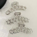 11.5CM Silver Filigree Stars Hair Claws Clips Heart Chains Metal Alloy Hairgrips for Womens Hairpins