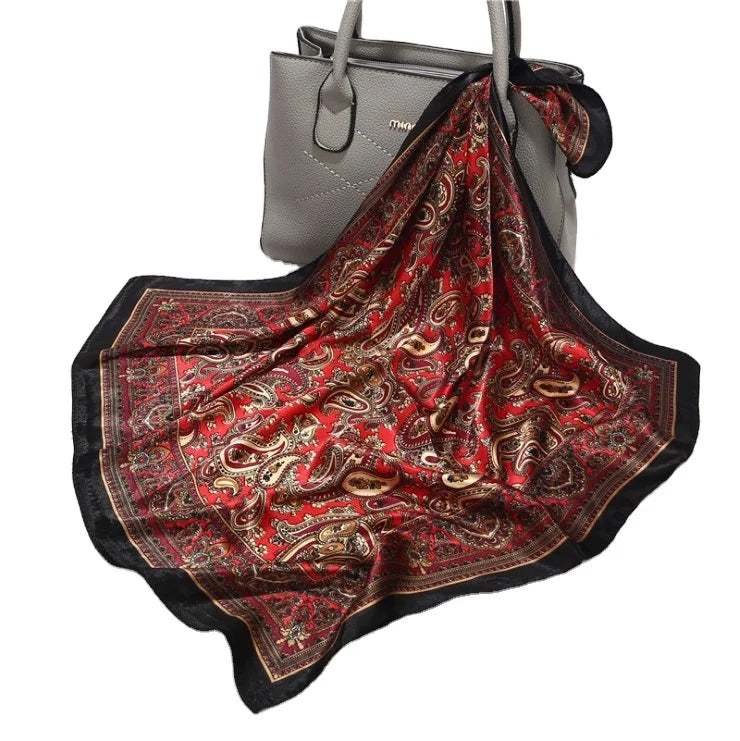 Bohemian Cashew 60*60cm Silk Scarves for Women Ethnic Wind Handkerchief Malaysian Muslim Hijab