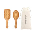 2025 Custom Logo Paddle Ionic Hair Brush for Women Air Cushion Bamboo Wood with Cotton Bag