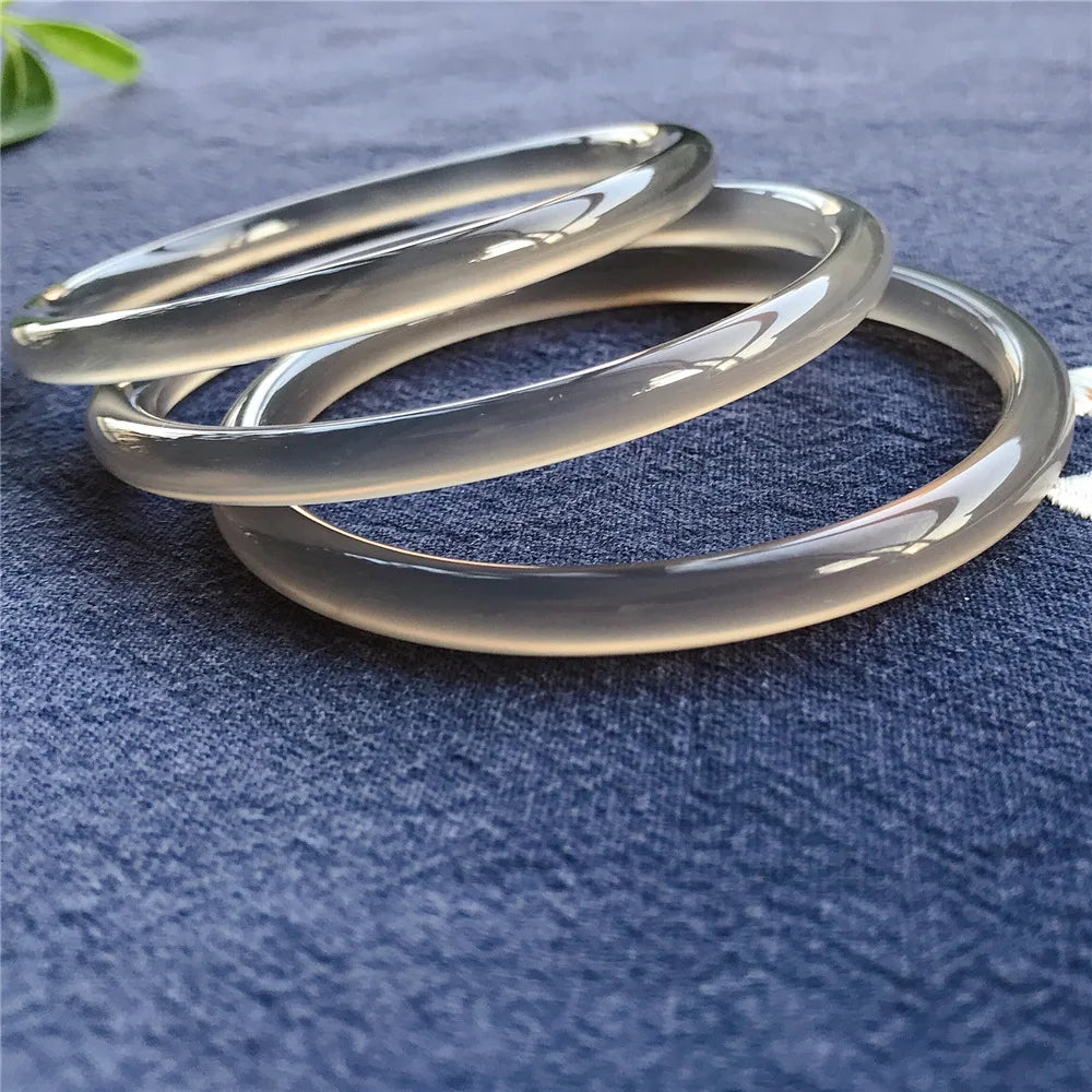 Bright Smoky Color Bangles Natural Stone Bangle Bracelet Thin Agate Icy Bangle Lady Women