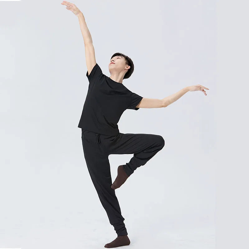 Men's Dance Practice Tops Loose Modern Dance Ballet Short Sleeve T Shirt