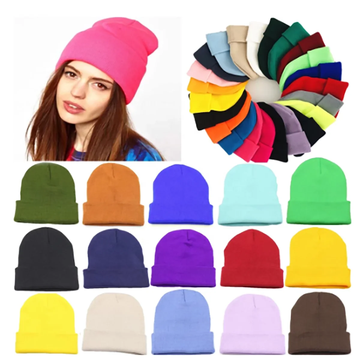 Unisex Custom Embroidered Logo Winter Knitted Caps 100% Acrylic Beanie Beanies Designer Manufacturers Gorros Leather Printing