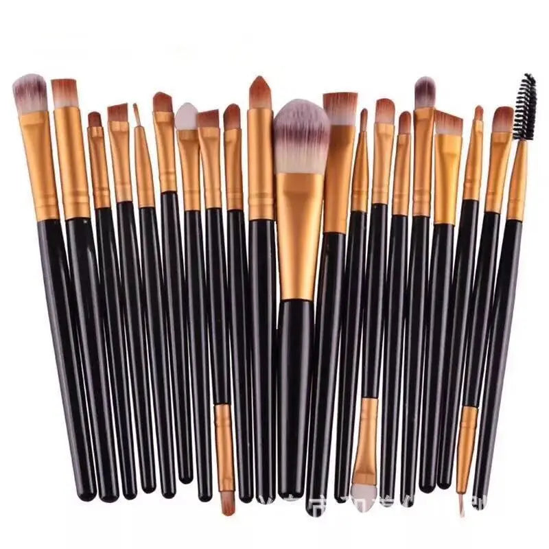 Luxury 20-Piece Makeup Brush Set with Shaving Brush Soft Fluffy Synthetic Hair Wood Handle Skin-friendly for Daily Ladies Use