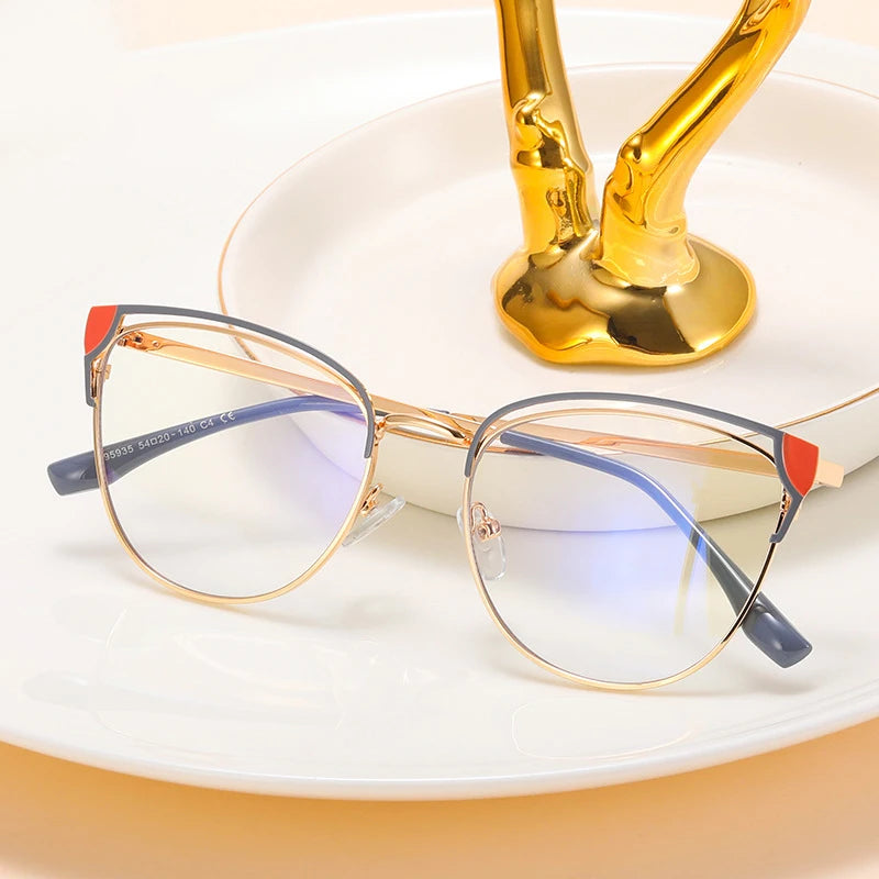 95935 Ladies Optical Eyeglasses Fashion Female Stylish Frame for Women Anti-Blue Light Eyewear Glasses Frame Cat-Eye Style
