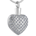 Crystal Heart Cremation Jewelry Ash Urn Necklace Stainless Steel Shinning Memorial Keepsake Holder Stone Pendant Locket Human