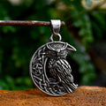 SS8-1215P 2023 New Style 316L Stainless Steel Viking Owl Moon Pendant Biker Party Punk Men's Jewelry Necklace Wholesale