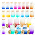 RTS US Warehouse in Stock Mix 8 Colors Gradient Glass Can 16oz Sub Ombre Glass Tumbler with Wood Lid 25pcs/ctn