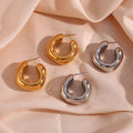 Drop Shipping Hollow Chunky 18K Gold Plated Stainless Steel Hoop Earring Tarnish Free Jewelry