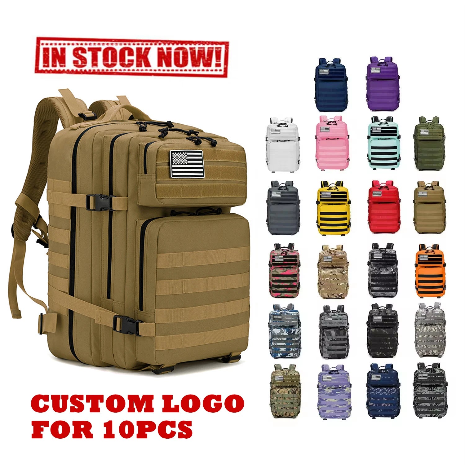 Custom Outdoor Camouflage Oxford Molle Rucksacks Hiking 45L Tactical Backpack