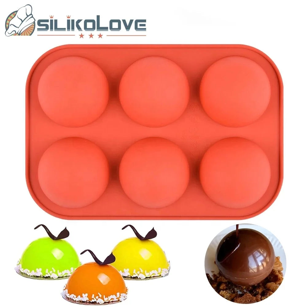 6 Holes 5 cm Half Ball Silicone Mold Maker 3D Round Ball Making Tools
