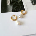New Vintage Imitation Baroque Pearl Hoop Earrings Gold Circle Earrings for Women Jewelry