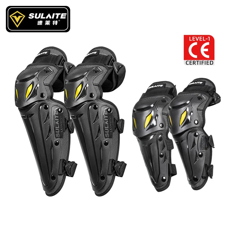 SULAITE CE Level 1 Sports Protective Gear Hard Shell Buckle Convenient Disassembly Night Reflection Long Elbow Kneepads