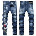 AeeDenim European Style Hip Hop Streetwear Straight Jeans Digital Printing Mid Waist Color Fade Proof Breathable Fabric