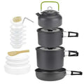 Portable Outdoor Aluminum Alloy Titanium Cookware Set 4-5 People Hiking Camping Picnics Barbecues Cast Iron Covers Gas Induction