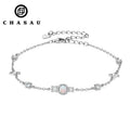 Hot Sell Trendy 925 Sterling Silver Cubic Zircon Stars Round 4mm Synthetic Opal Adjustable Bracelet for Women