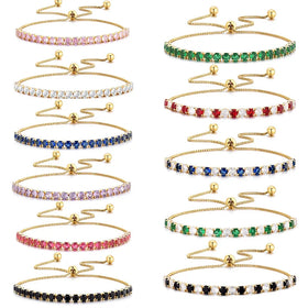 Bracelet Female 18K White Gold Plated Gold Cubic Zirconia Tennis Fine Jewelry Adjustable Women Charm Bracelets