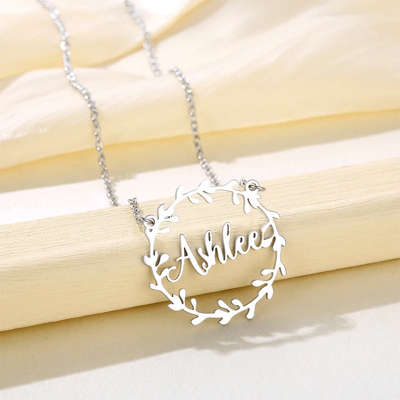 Delicate Soft Golden Circular Pendant With Your Name Engraved at the Center Jewellery for Women and Men