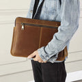 Genuine Leather Men's Bag Business Envelope Bag Crossbody Shoulder Bag Crazy Horse Head Layered Cowhide Tablet Computer