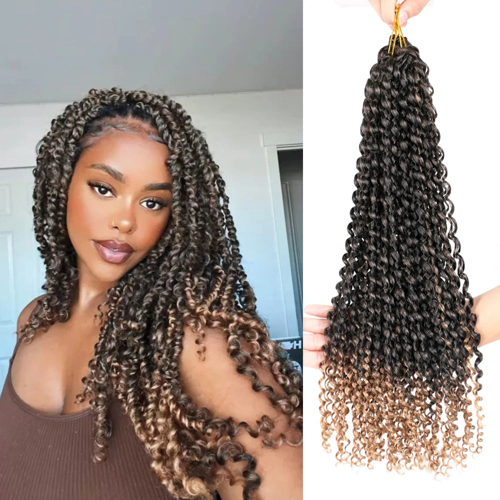Bohemian Curl Passion Twist Crochet Hair Braids Water Wave Synthetic Braiding Hair for Women