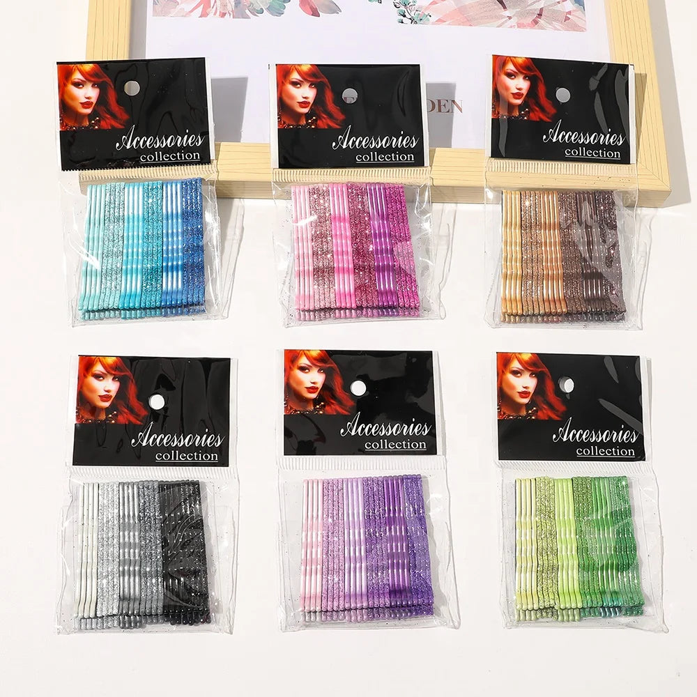 MIO Colorful Shining Hair Clip for Women Lady Girls Simple Design Side Clip Set Elegant Bobby Hairpins Accessories