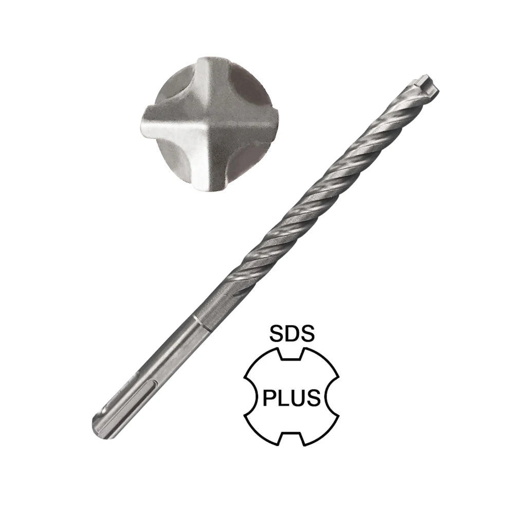 Full Carbide Head 4 Cutters Brocas S4 Flute Concrete SDS Plus Hammer Drill Bit for Granite Stone