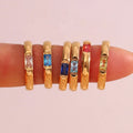 MECYLIFE No Tarnishing 18K Gold Jewelry Rings Waterproof Stainless Steel Gemstone Ring Women Fashion Birthstone Ring