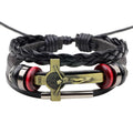 Hot Sale Jesus Cross PU Bracelet  Woven Bracelet Beads Leather Bracelet   Accessories for Men