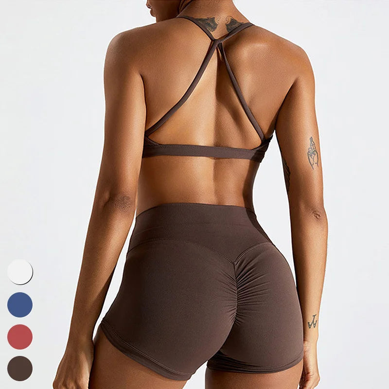 New Quick Dry Running Sports Clothing High Elastic Workout Wear Scrunch Butt Shorts 2 Piece Suit Gym Fitness Yoga Sets for Women