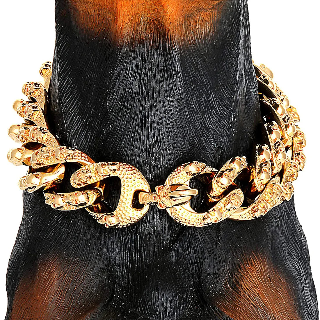 Luxury 23mm / 30mm Skull Decoration Stainless Steel Pet Dog Cuban Chain Collar Dog Necklace Cuban Chain Dog Collar