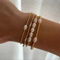 Real Pearl and TOHO Gold Seed Beads Stainless Steel Ball Shape Trendy Gift Elastic Stretch Stackable Bracelet Wholesale