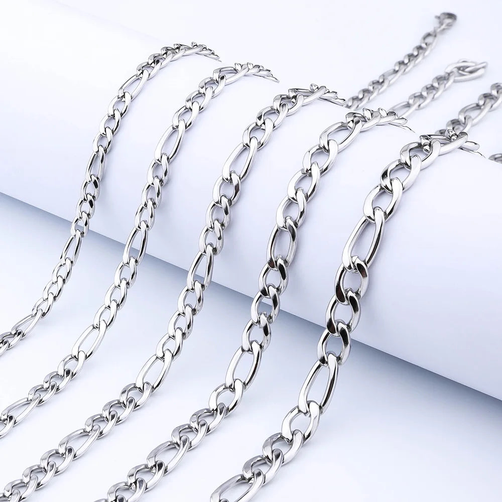 Trending Men's Hip Hop Jewelry Stainless Steel Jewelry  Link Chain Figaro Chain Necklace