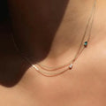 Joolim  18k Gold Plated Water Drop Blue Zirconia Water Drop Dainty Chain Necklace Stainless Steel Jewelry