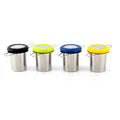Double Folding Handle Fine Mesh 304 Stainless Steel Tea Strainer Basket With Multi Color Silicone Lid