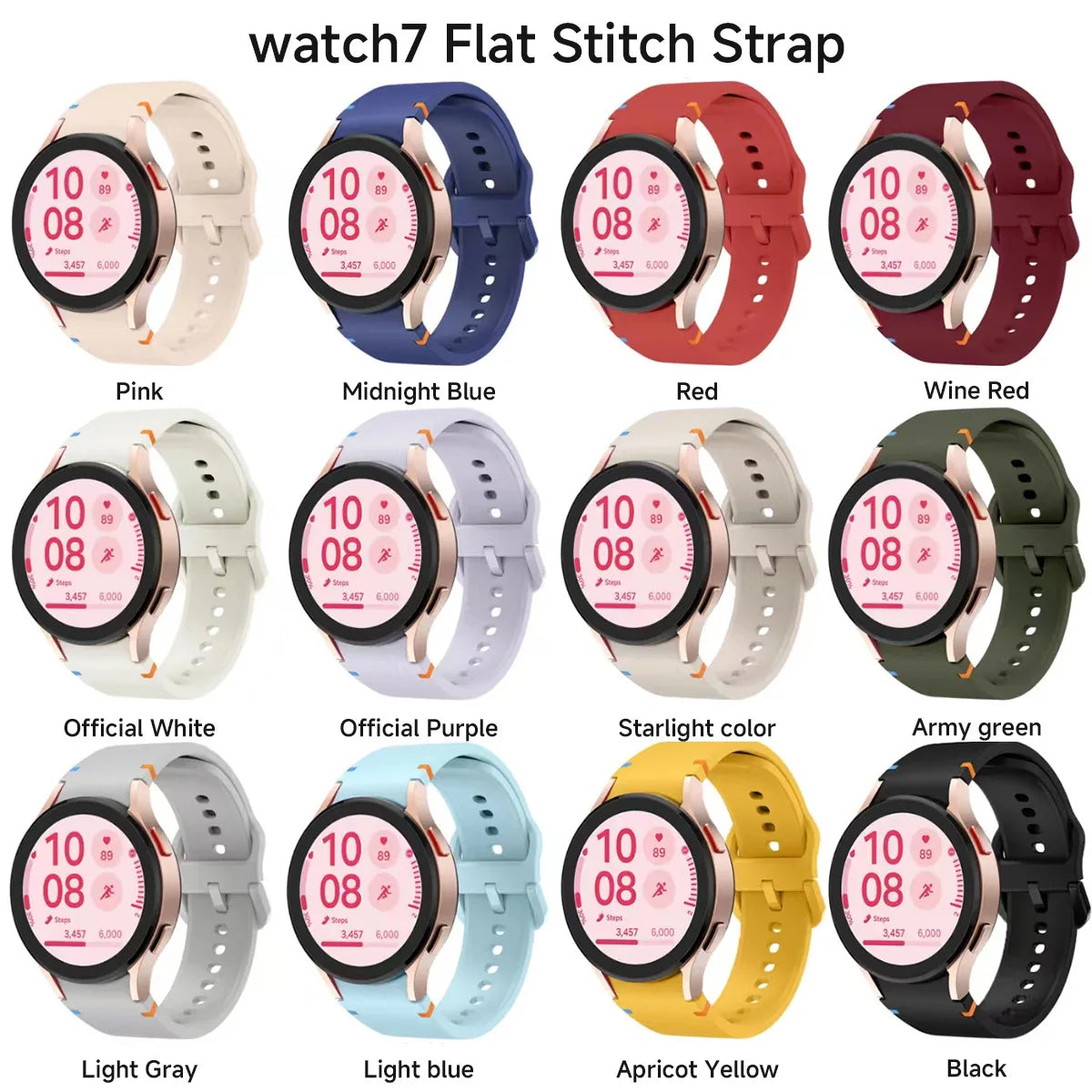 New Improved Unisex Rubber Line Strap for Samsung Galaxy Watch 7/6/5/4 Silicone Watch Band