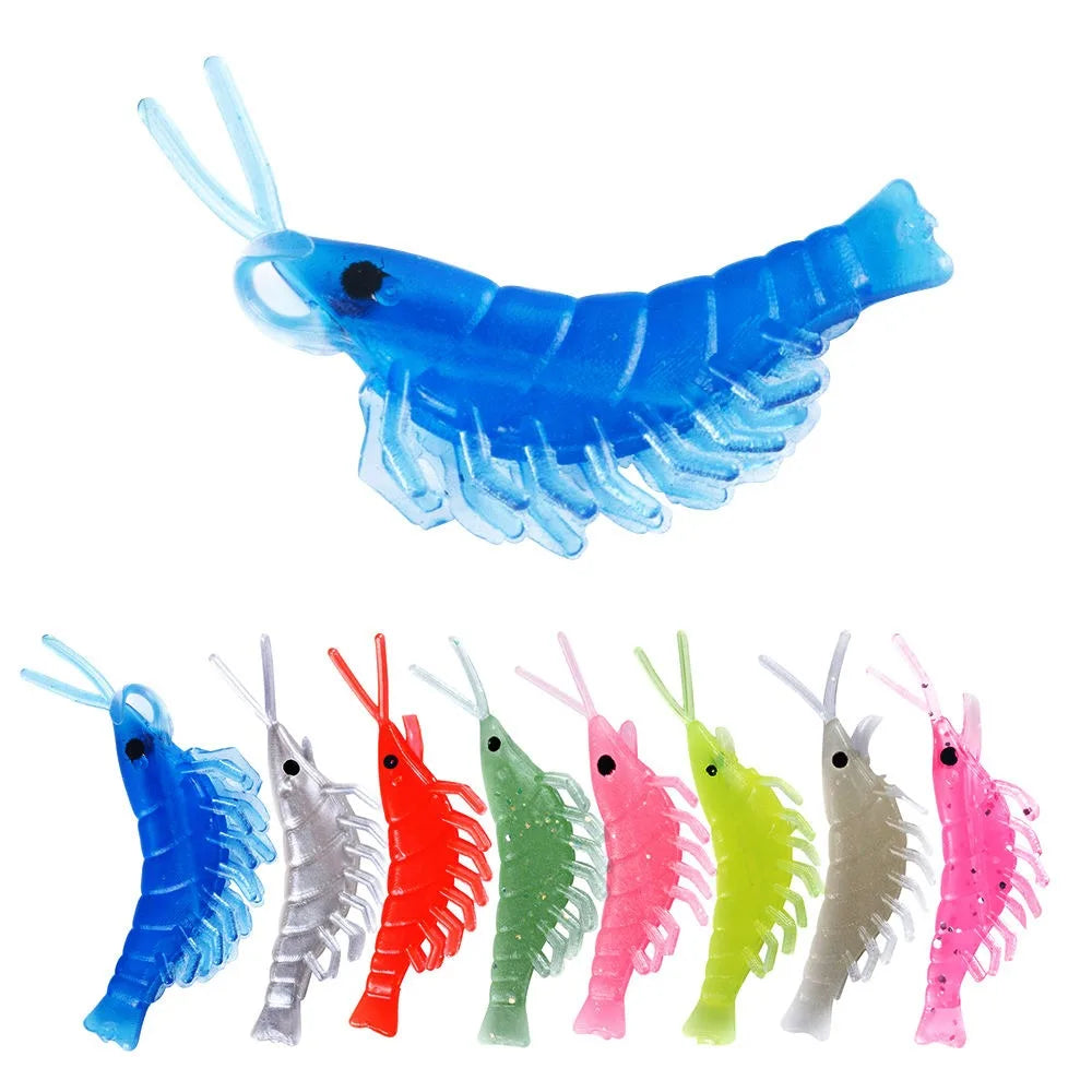 Wholesale SO159 3cm 0.3g 20pcs/bag Mini Small Artificial Soft Plastic Baits Glowing Shrimp Shape Fishing Lures