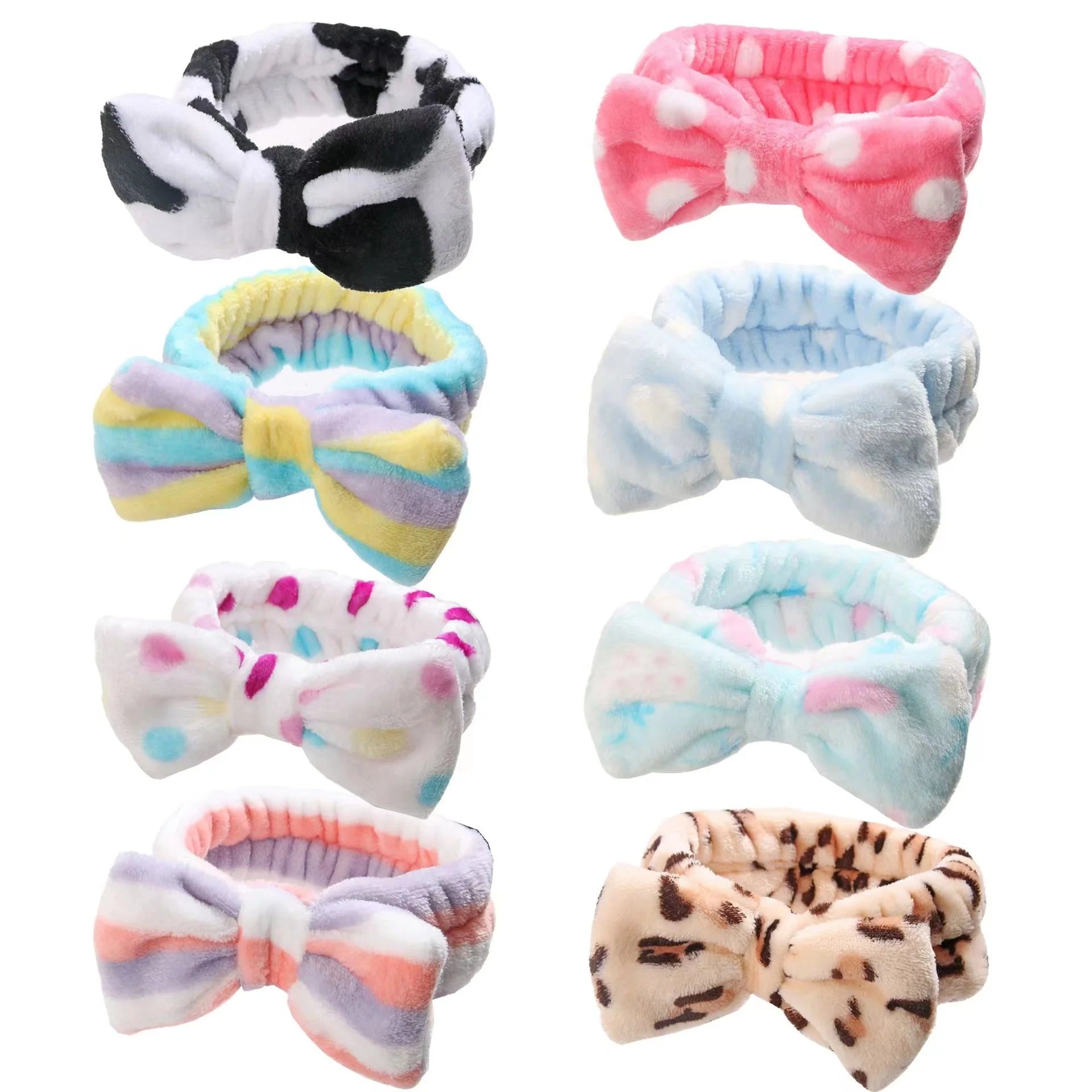 Carol Spa Soft Fleece Headband Turban Bowknot Makeup Shower Headwrap for Face Washing 22 Colors Japan & Korean Style Fixed Hair