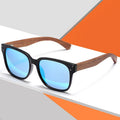 2022 Luxury Men Sunglasses Fashion Squared Wooden Temple Polarized Sunglasses Handmade Bamboo Wooden Sunglasses