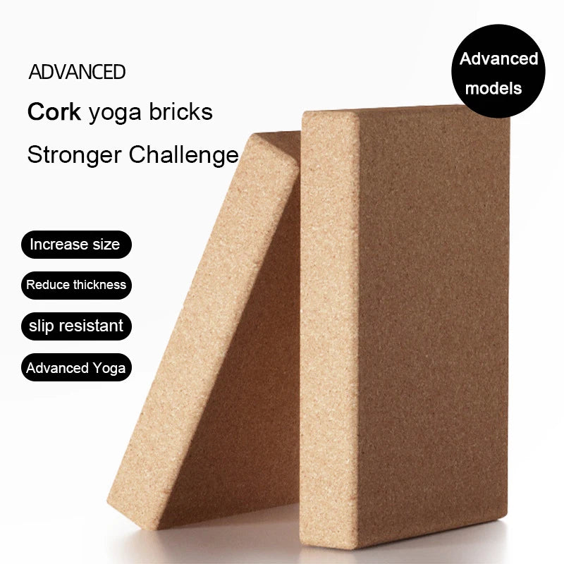 Wholesale Advanced High-density Widened Thinned Anti Slip Leg Pressing Dance Bricks Fitness Natural Cork Yoga Blocks Custom Logo