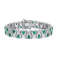 Women's Wedding Party Jewelry 925 Sterling Silver Teardrop Ruby Black Green Pear Shape Emerald Tennis Bracelet for Lady
