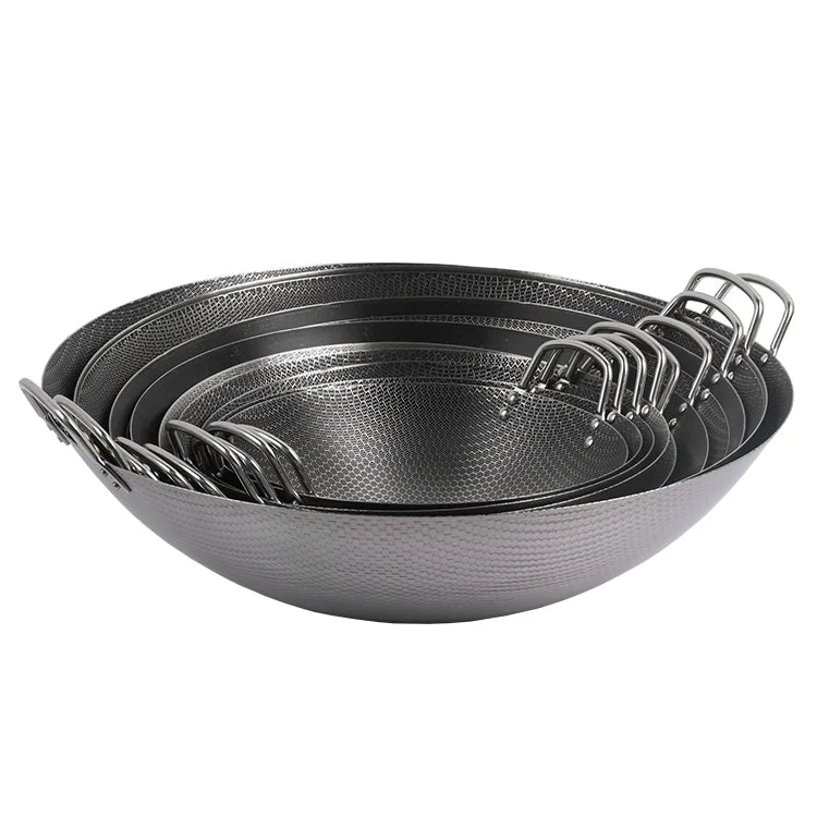 Lyroe Restaurant Cookware Wok Custom Size Black Non Stick Wok for Chinese Suppliers