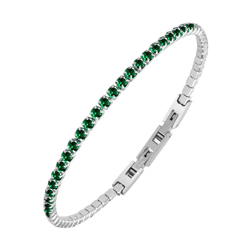 Factory Price 3mm 4mm 5mm Folding Clasp Extension Adjusted Iced Out Stainless Steel Diamond Tennis Bracelet Jewelry for Women