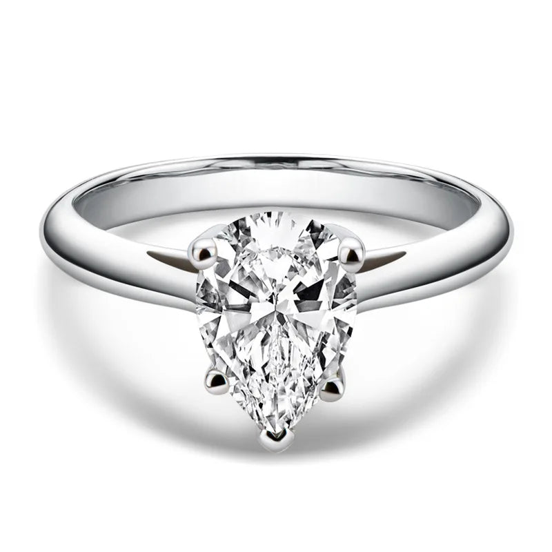 R.GEM. Wholesale Engagement Jewelry S925 Silver 2 Carat Moissanite Geometric Shape Rhodium Plated Anti-Allergy Bridal Ring