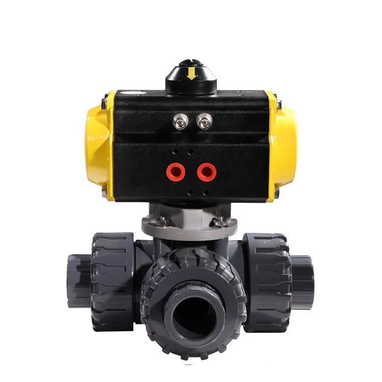 COVNA Drip Irrigation System Hot Sale AC220V DN25 1inch 3 Way Plastic PVC Pneumatic Actuator Ball Valve MegaBDM
